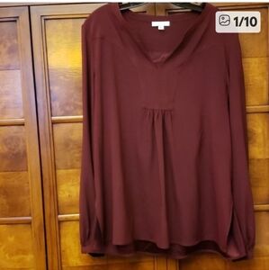 Cadeau Burgundy Long Sleeve Maternity Blouse Size Large